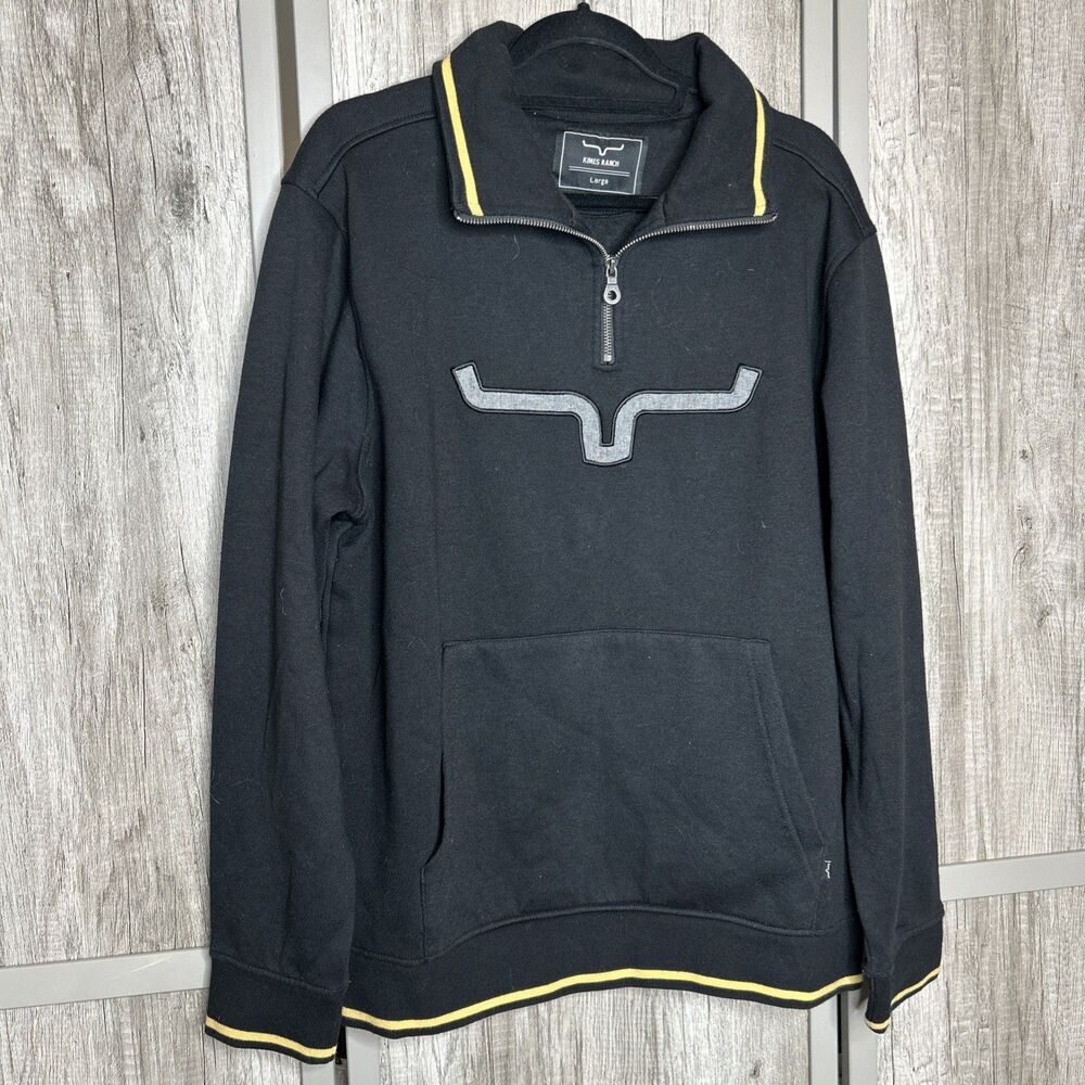 Kimes Ranch Sweatshirt Large 1/4 Zip Black Pullover Classy